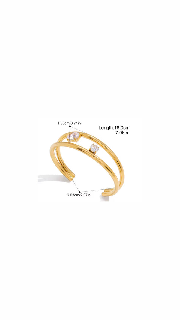 18k Gold Plated EllipticalZircon embedded Bangle