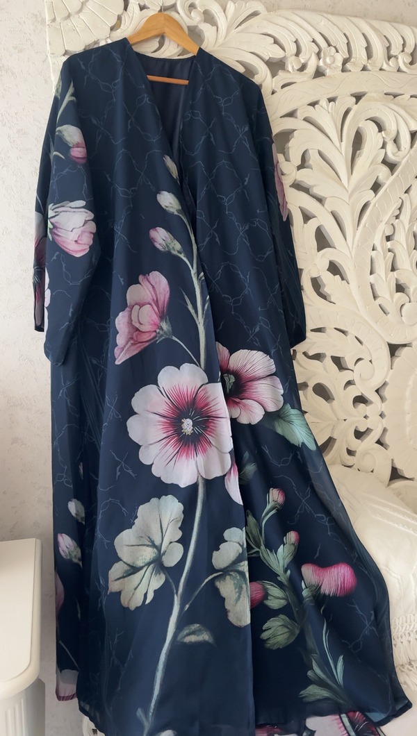Blue Floral Abaya