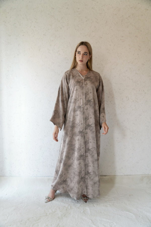 Luxury Silk Satin Butterfly Abaya