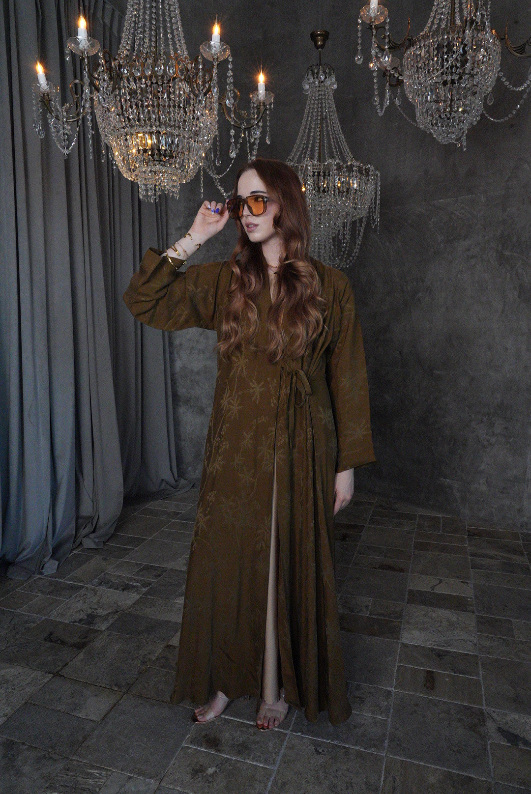 Mustard Élan Premium Turkish Draped Abaya