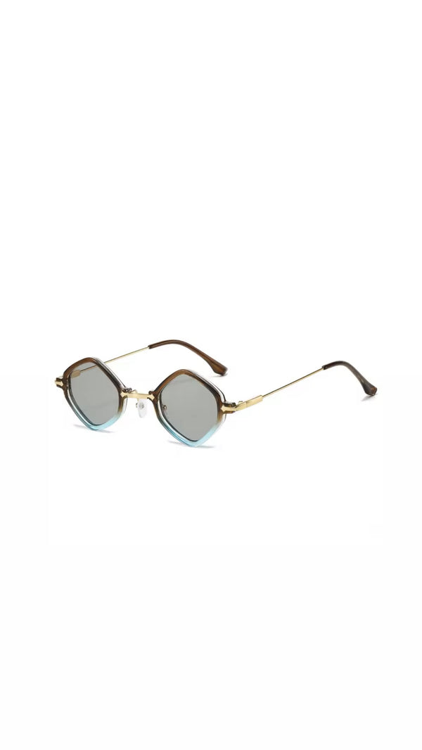 Polygon Retro Shades in Blue, Brown & Grey with UV400 Protection