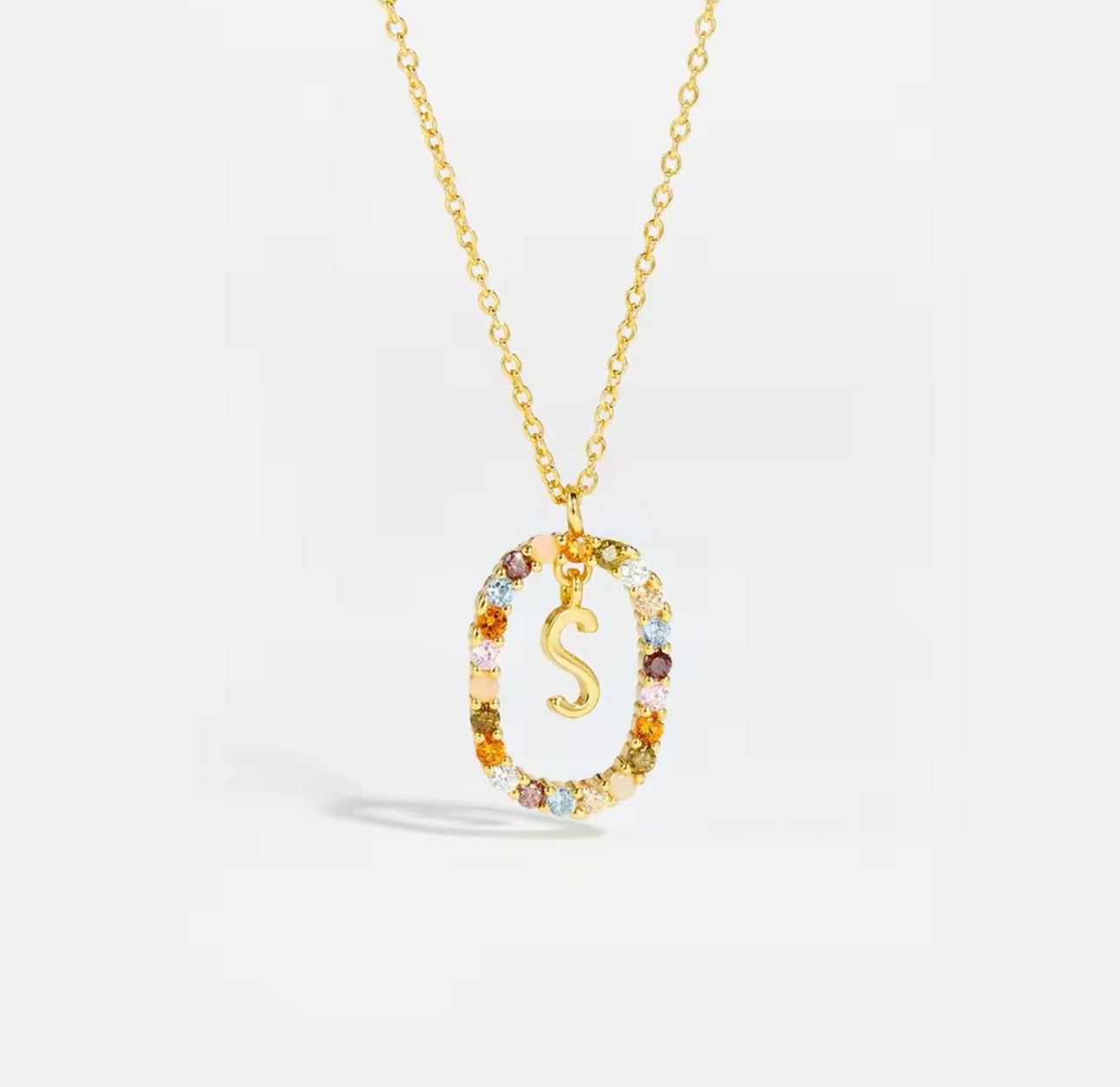 925 Sterling Silver Zircon Letter Necklace | Type 1