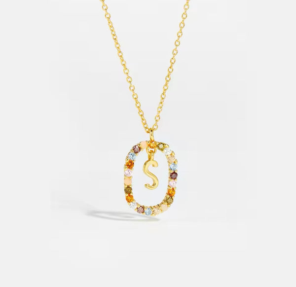 925 Sterling Silver Zircon Letter Necklace | Type 1