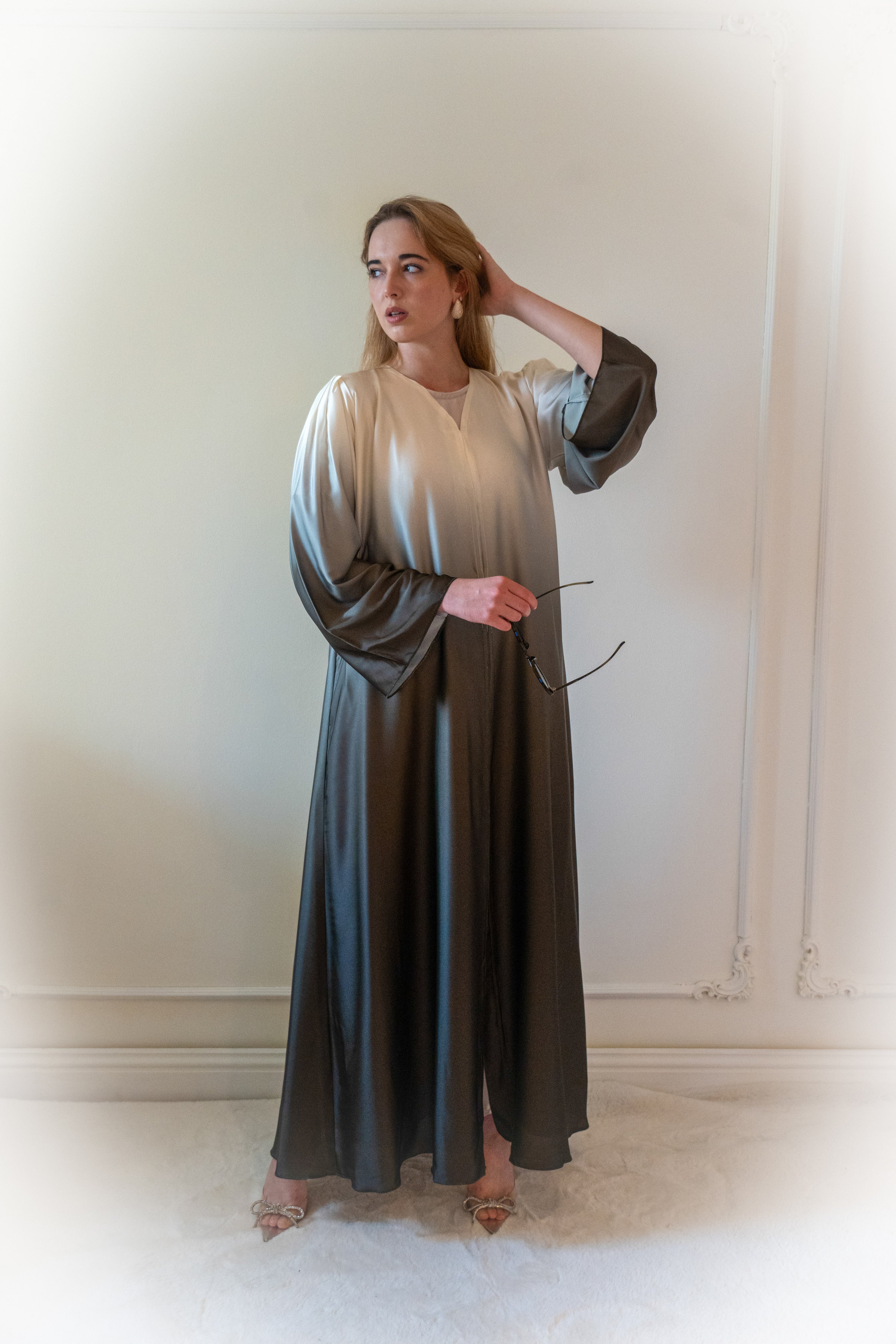 Olive Ombre Abaya with Sheila