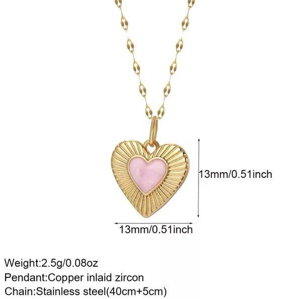 Zircon inlaid Heart Pendant Chain