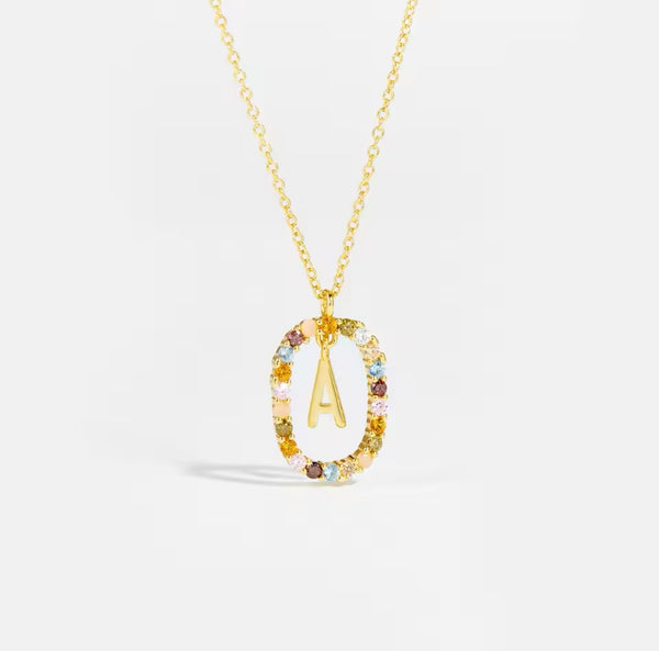 925 Sterling Silver Zircon Letter Necklace | Type 1