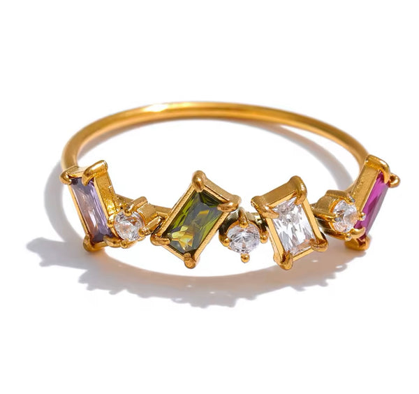 Multi Colored Zircon Necklace and Ring Set