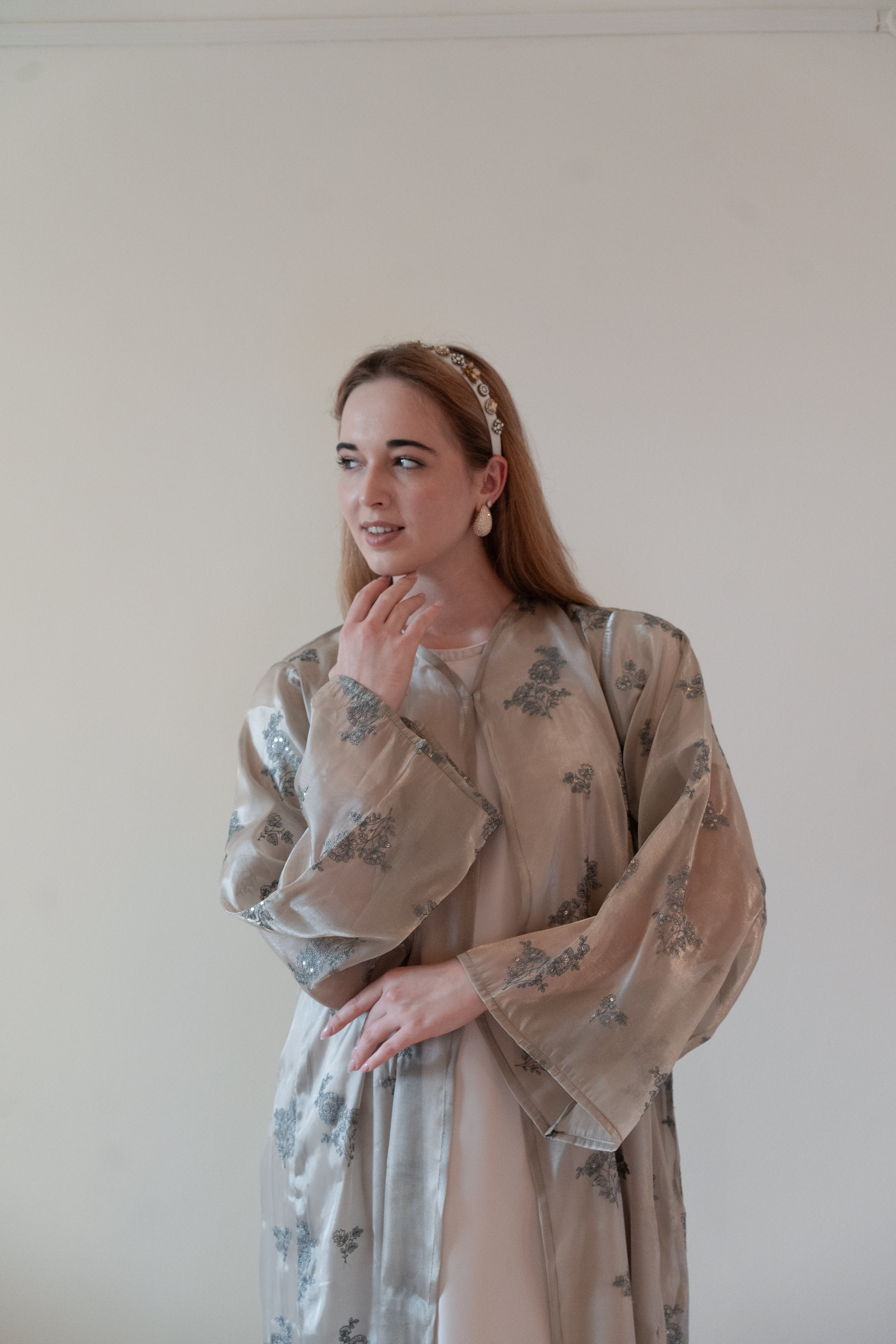 Organza Embroidered Abaya with Sheila