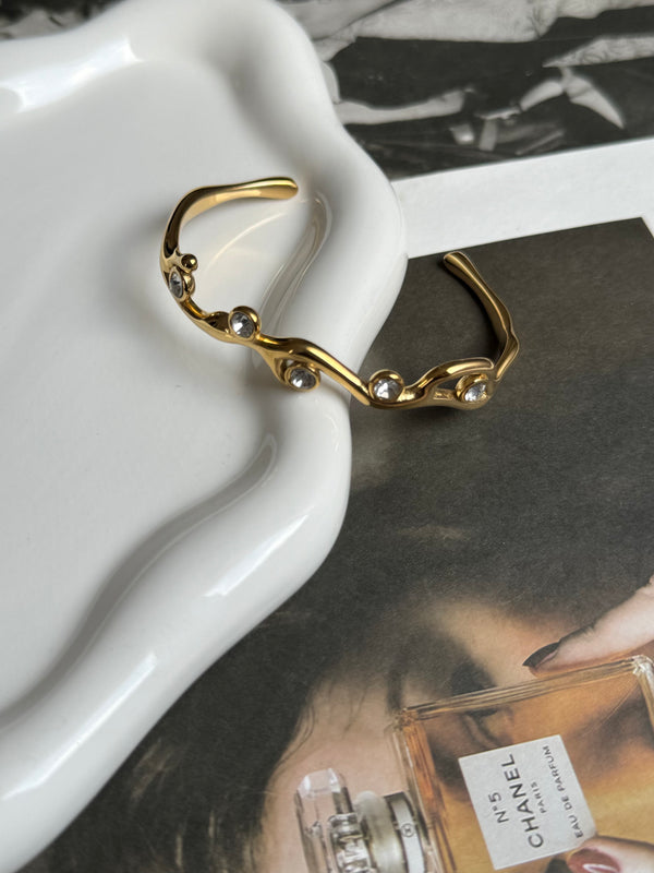 18K Gold Plated Rhinestone Bangle