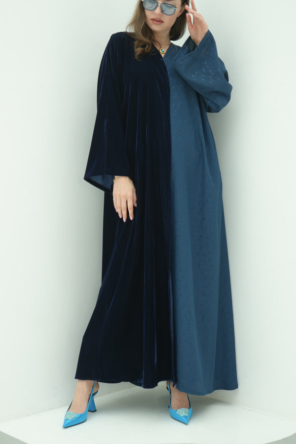 Majestic Velvet and silk crepe Abaya | 3 Pieces Set