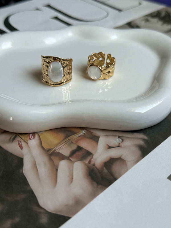 Moon Stone Rings - Set of two