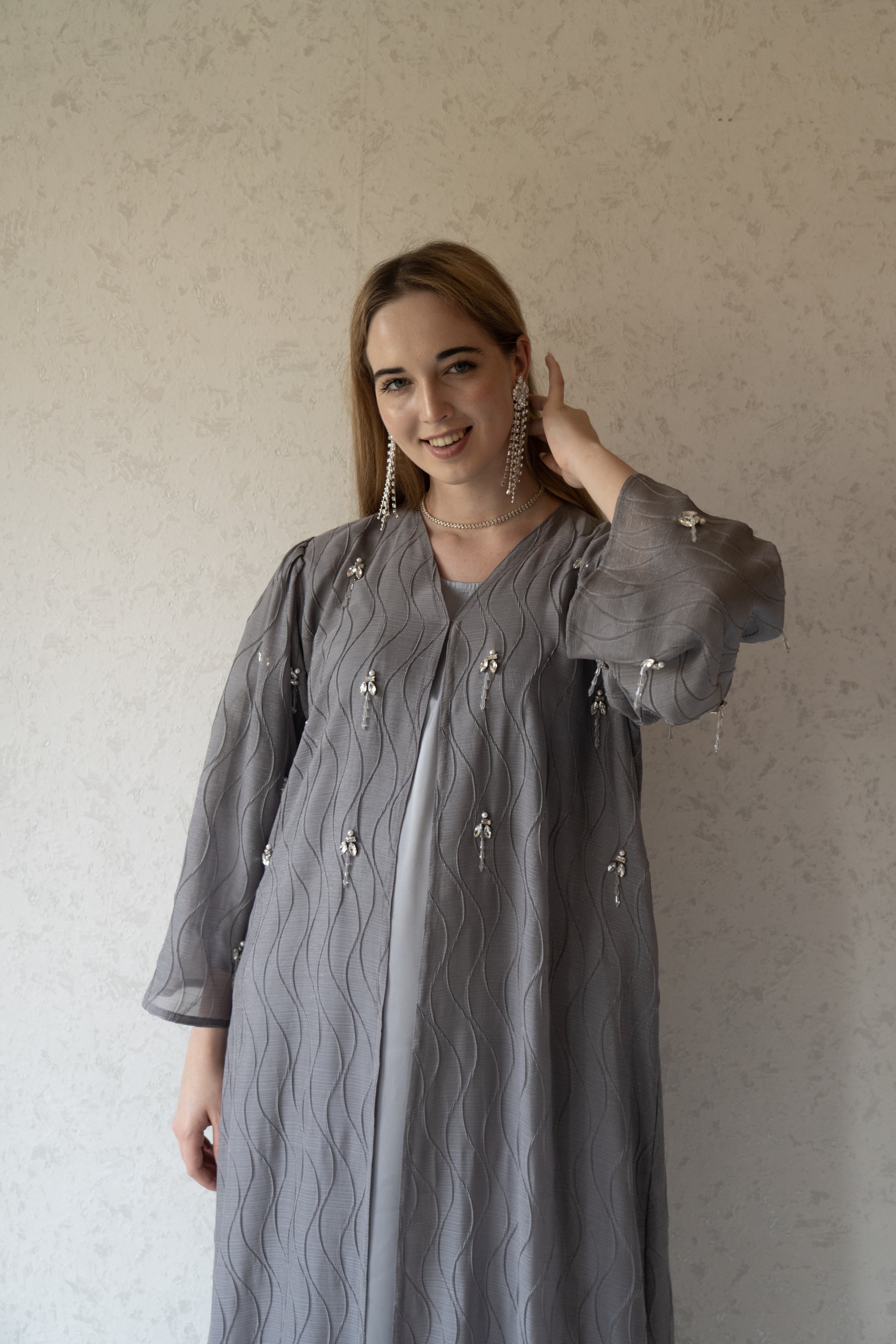 Crystal Waves Abaya with Dress & Sheila
