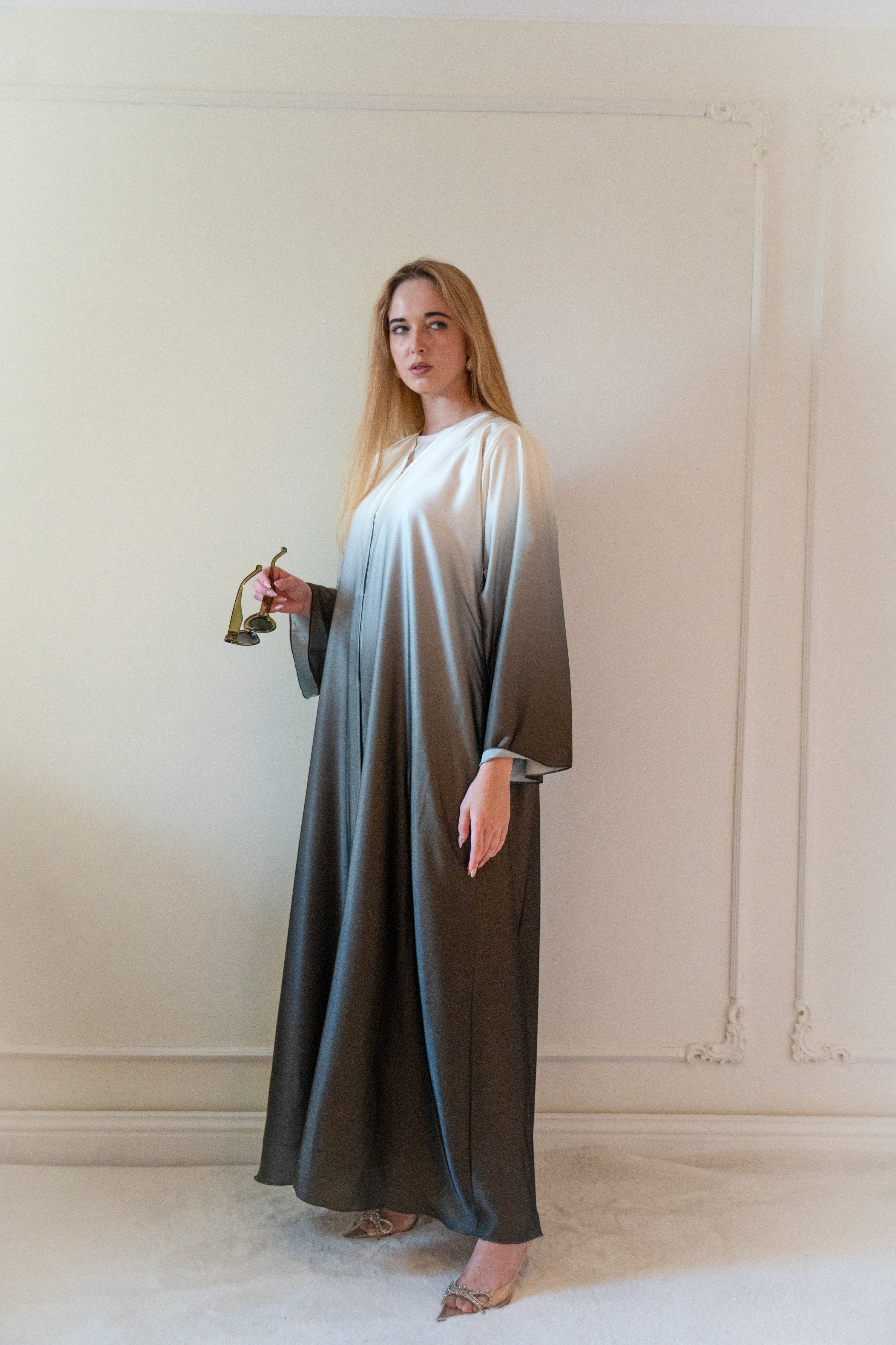 Olive Ombre Abaya with Sheila