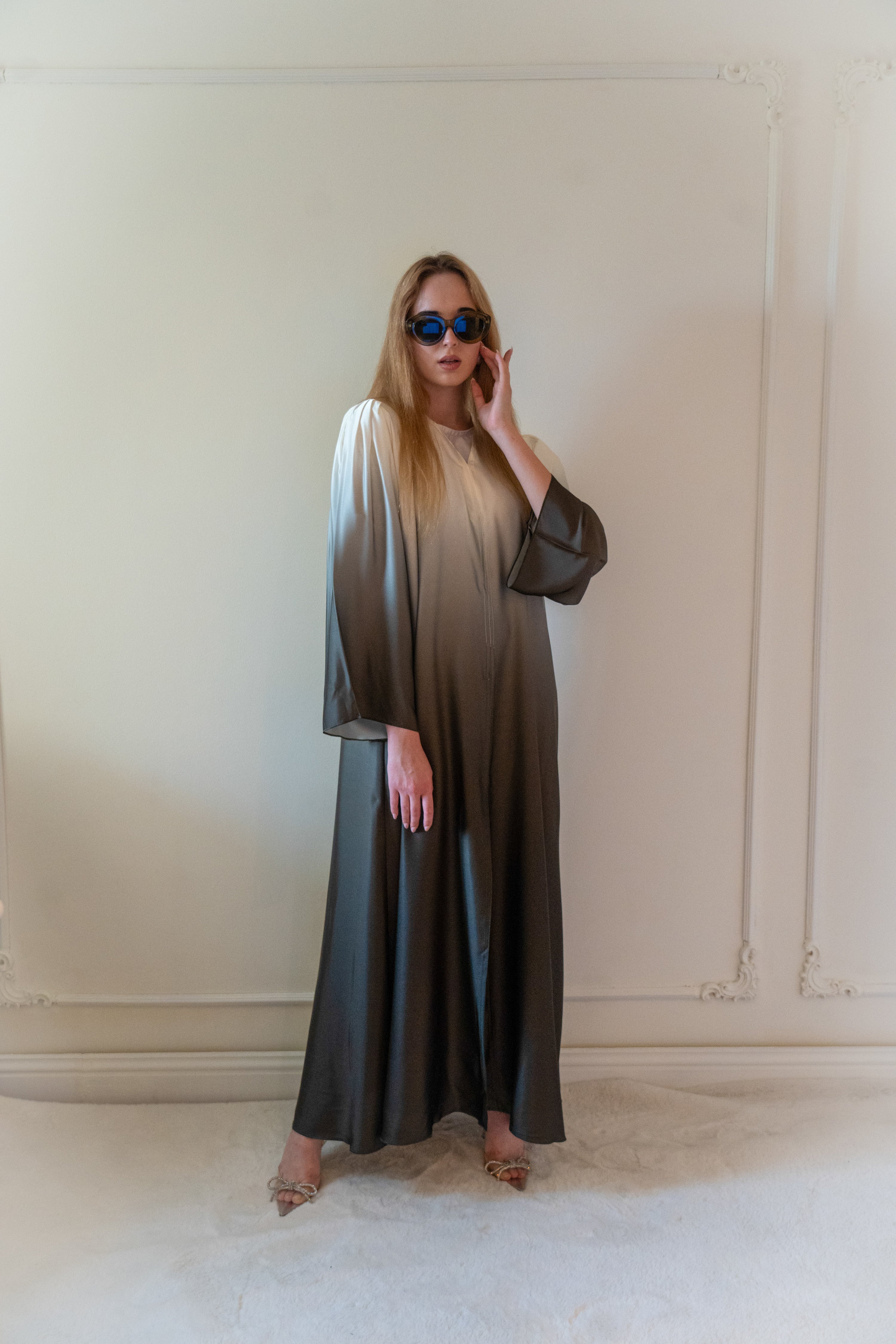 Olive Ombre Abaya with Sheila
