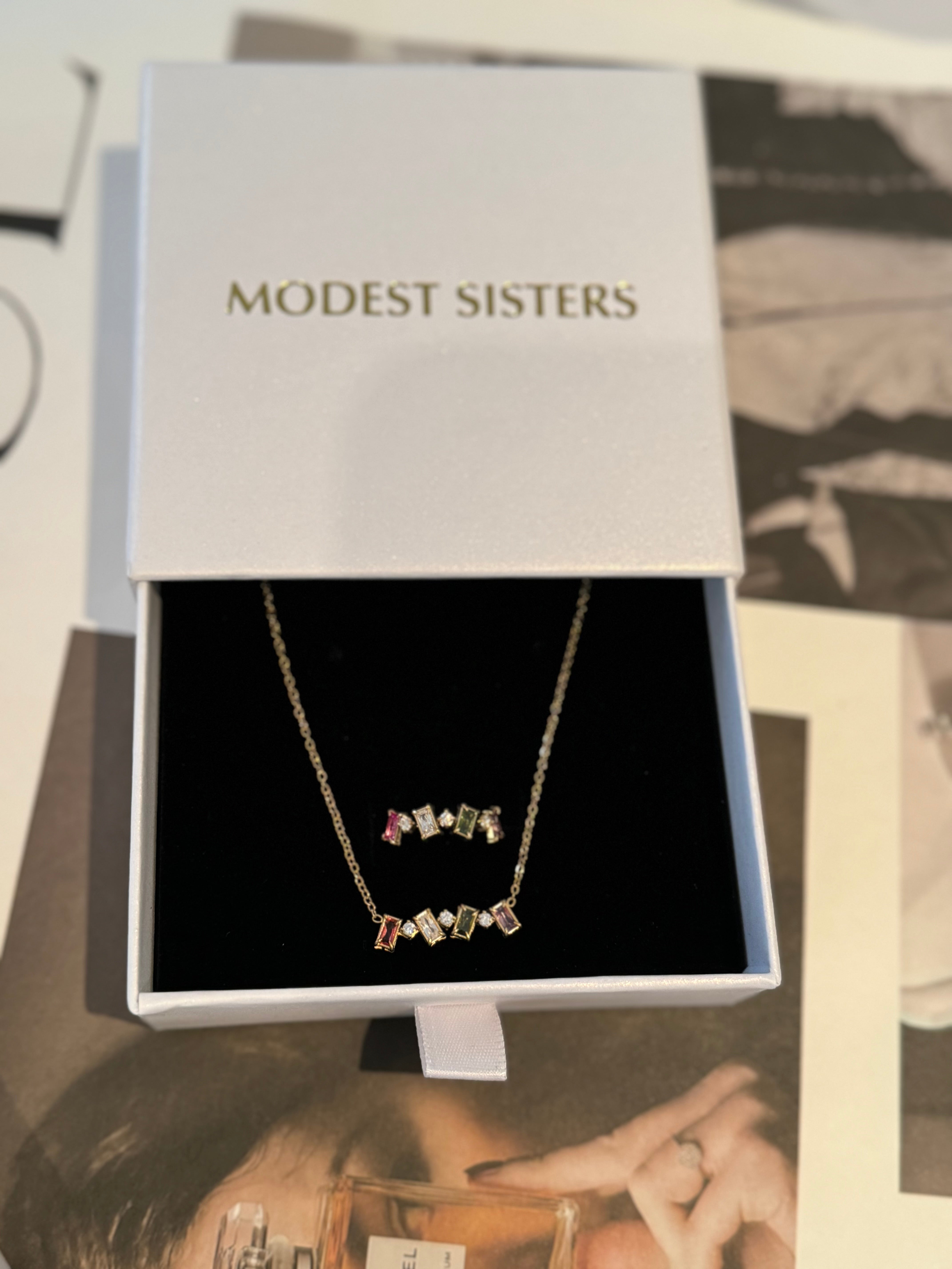 Multi Colored Zircon Necklace and Ring Set