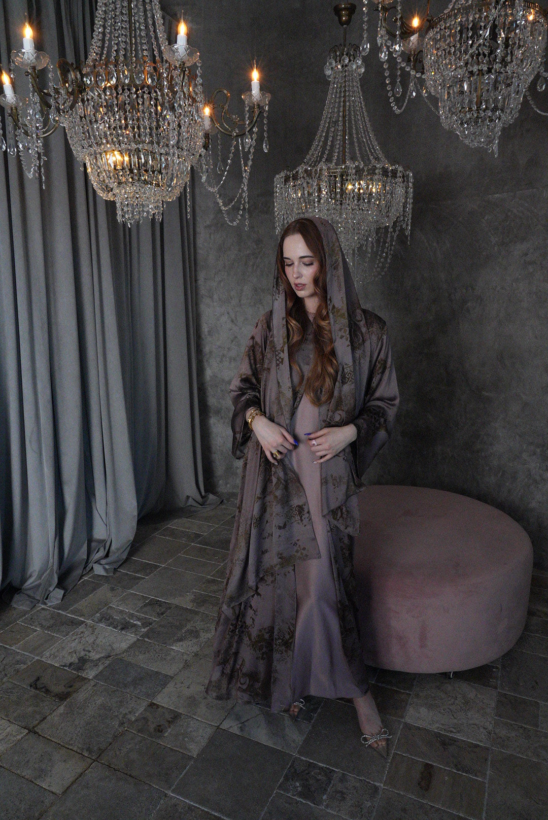 Celeste Printed Satin Abaya