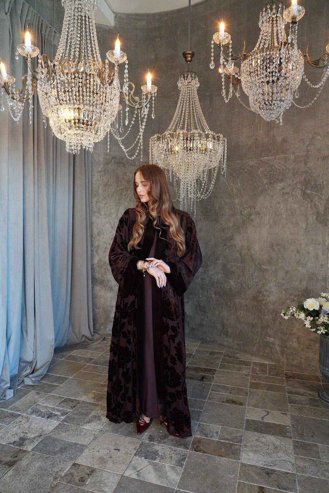 Rose Royal Burgundy Abaya