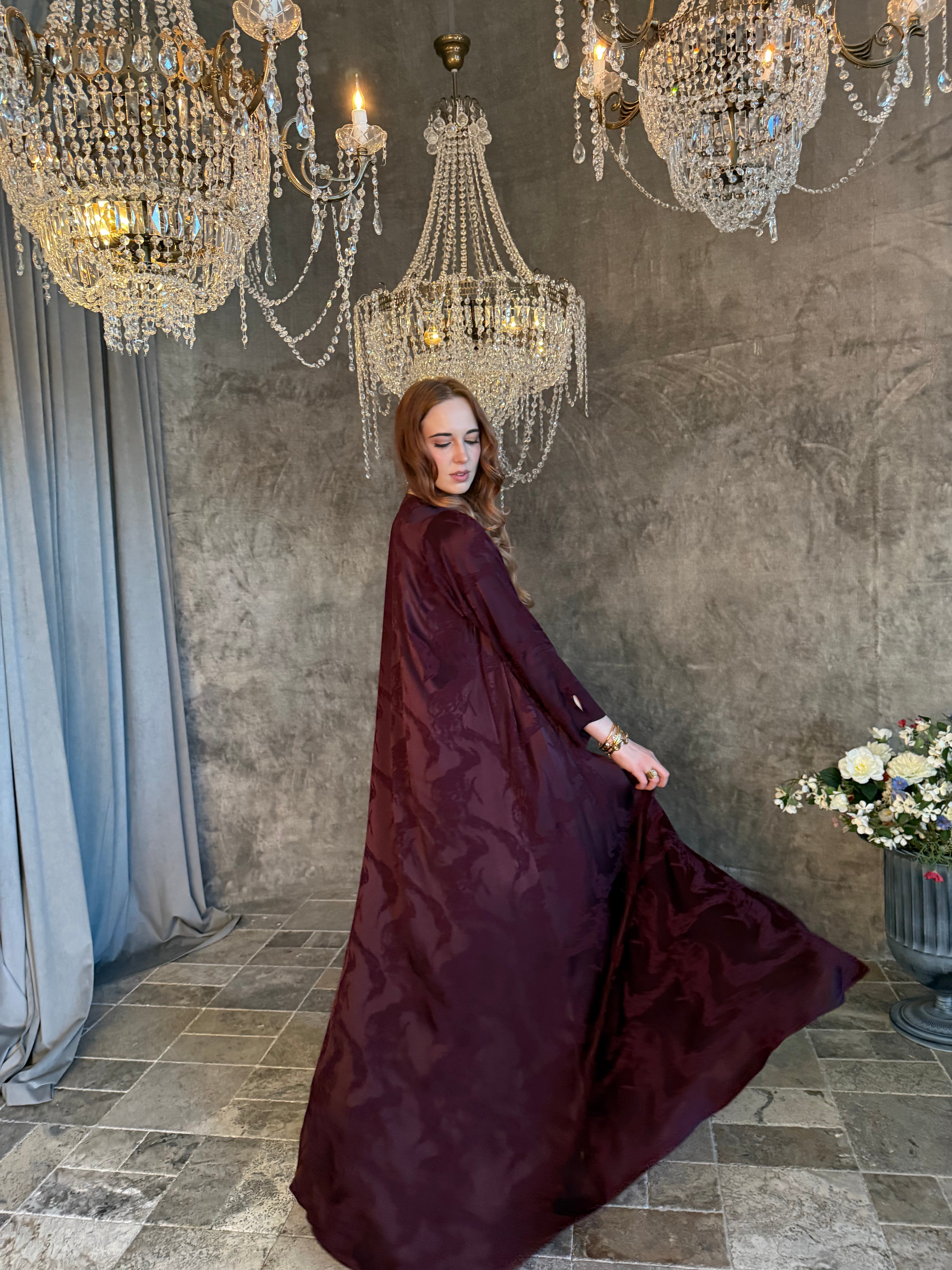 Burgundy Élise Premium Turkish Abaya