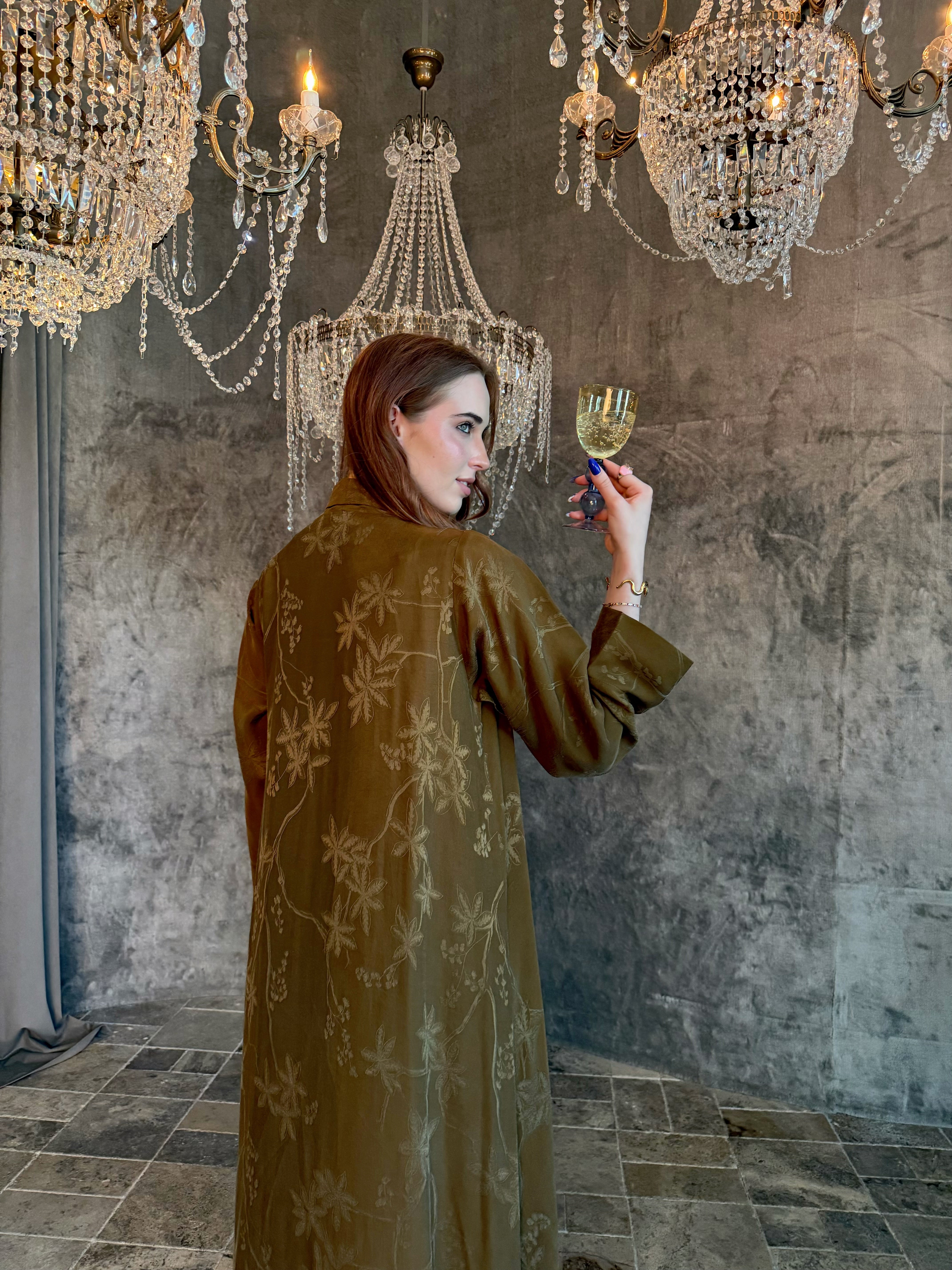 Mustard Élan Premium Turkish Draped Abaya