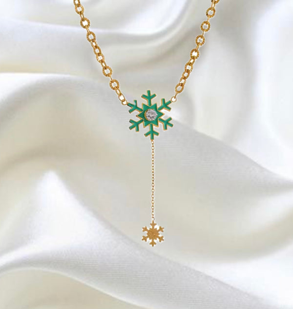 Snowflakes Enamel Necklace