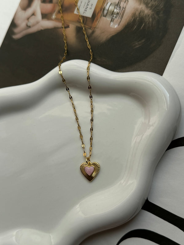Zircon inlaid Heart Pendant Chain