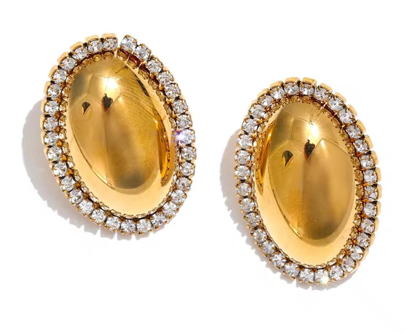 Boss Girl Oval Zircon Earrings | Stainless Steel