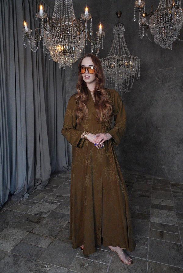 Mustard Élan Premium Turkish Draped Abaya