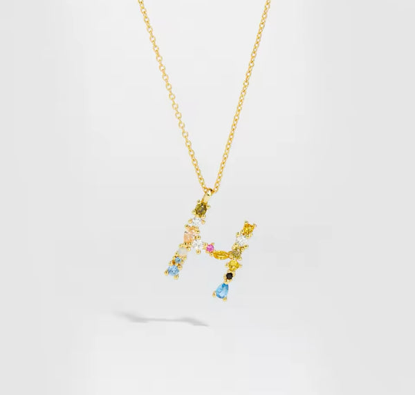 925 Sterling Silver Zircon Letter Necklace | Type 2