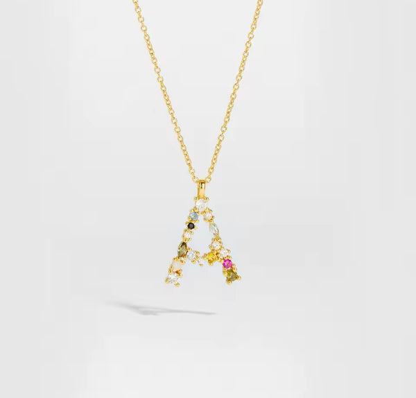 925 Sterling Silver Zircon Letter Necklace | Type 2