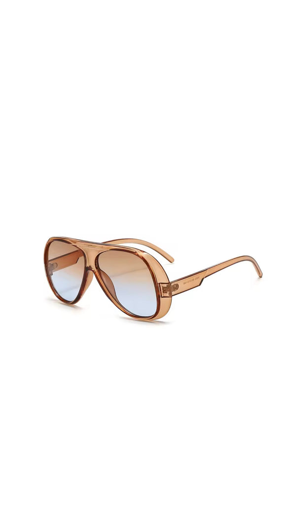Oversized Retro Tea-Blue UV400 Sunglasses