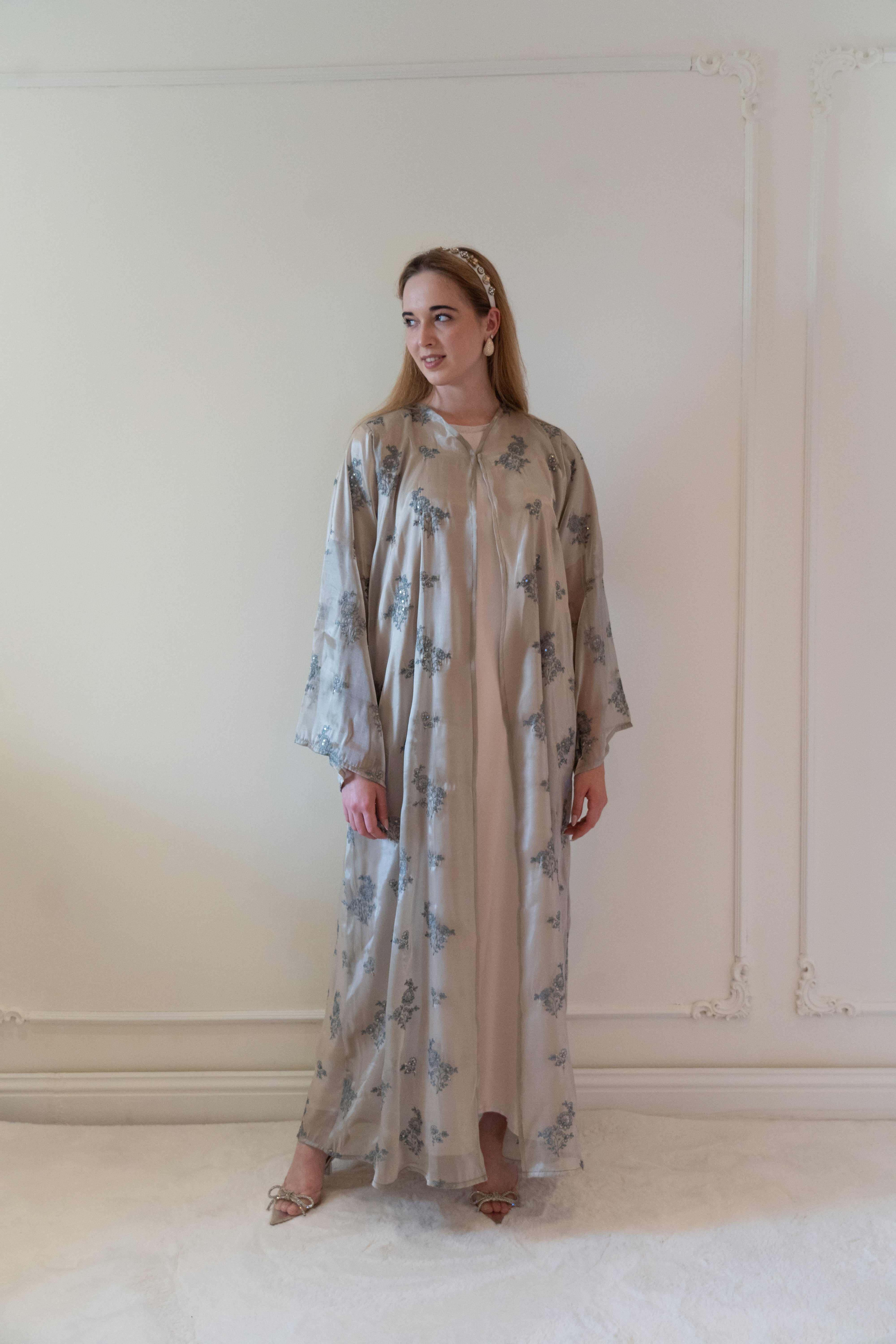 Organza Embroidered Abaya with Sheila