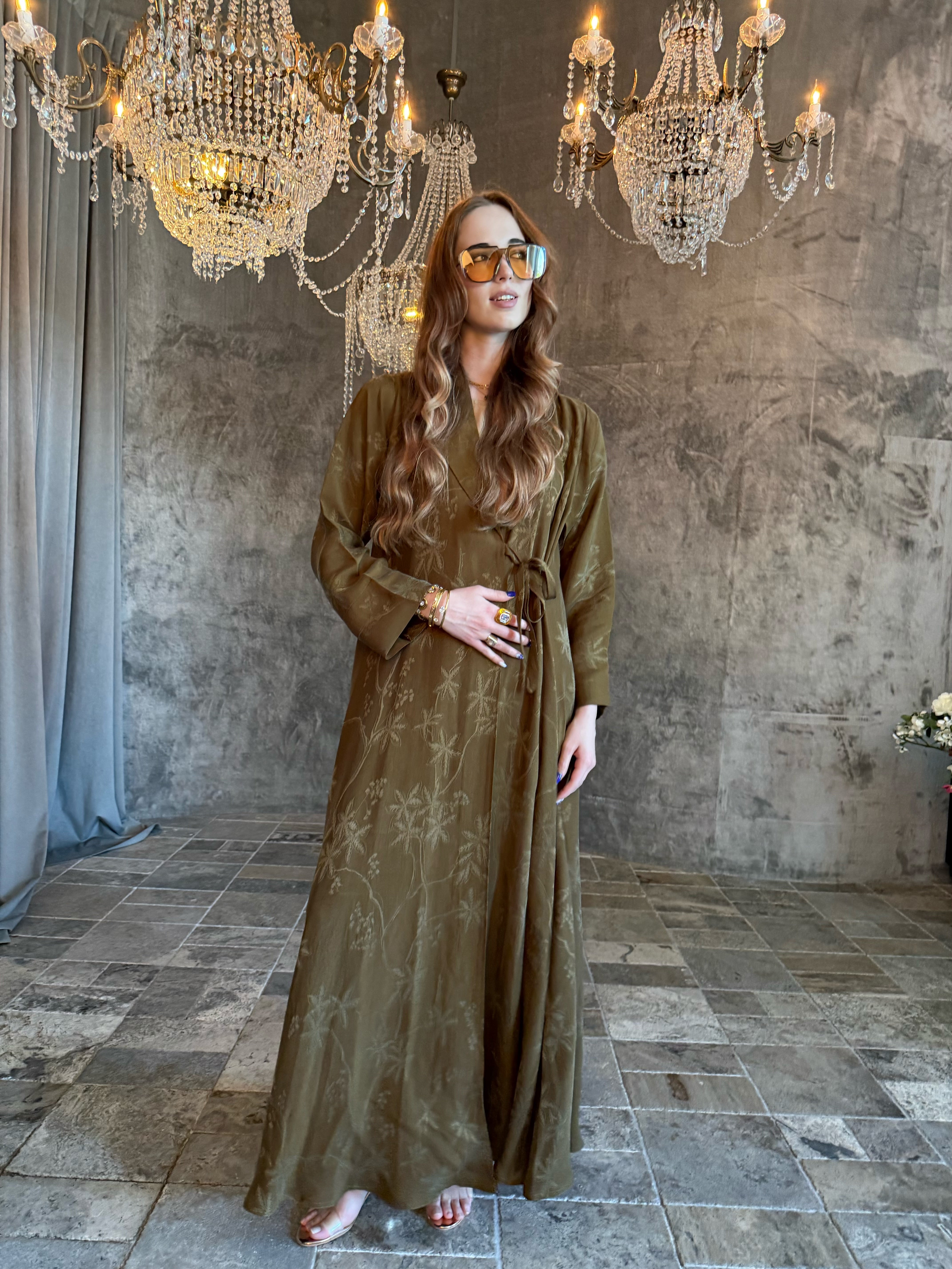 Mustard Élan Premium Turkish Draped Abaya