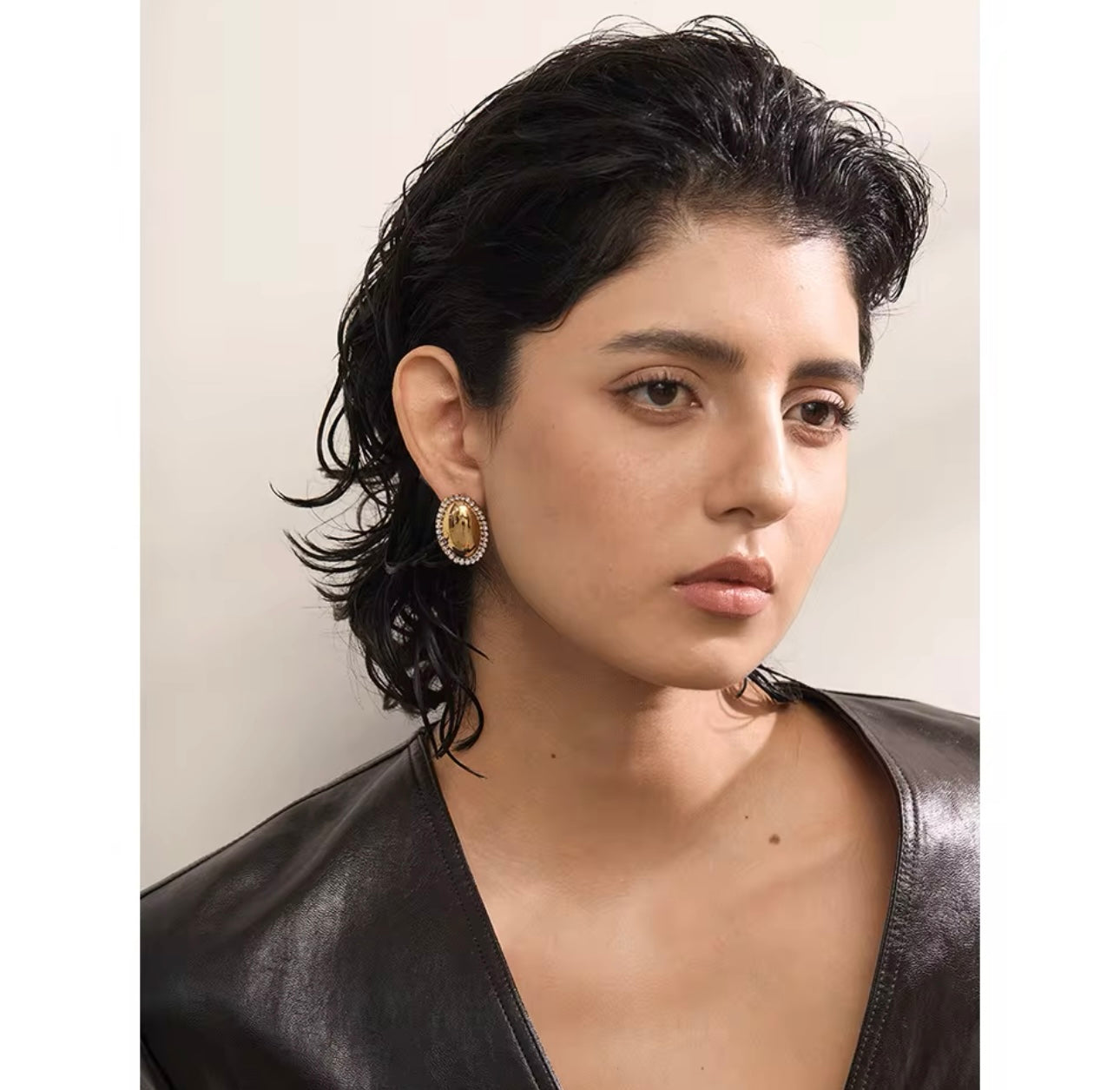 Boss Girl Oval Zircon Earrings | Stainless Steel