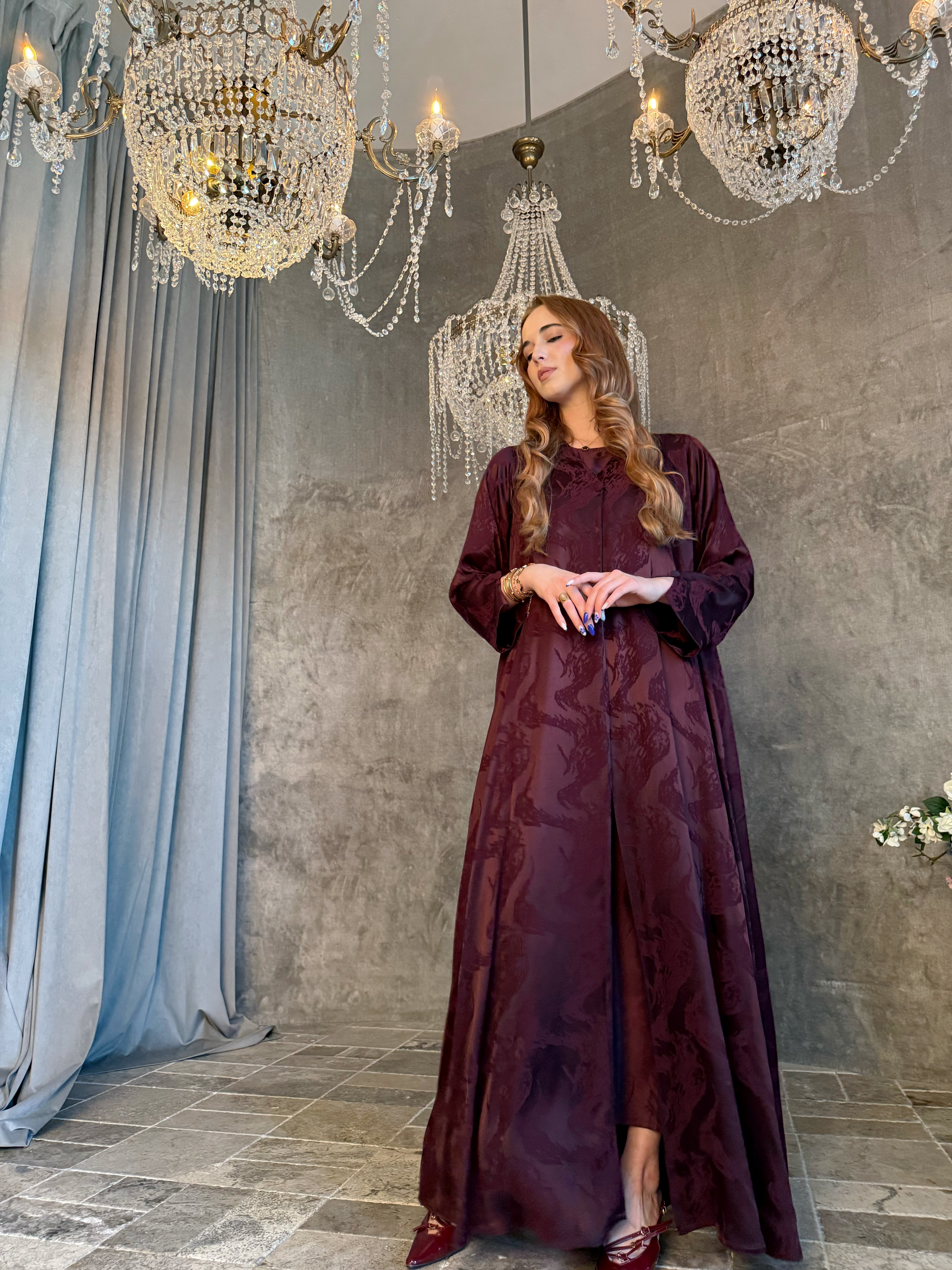 Burgundy Élise Premium Turkish Abaya
