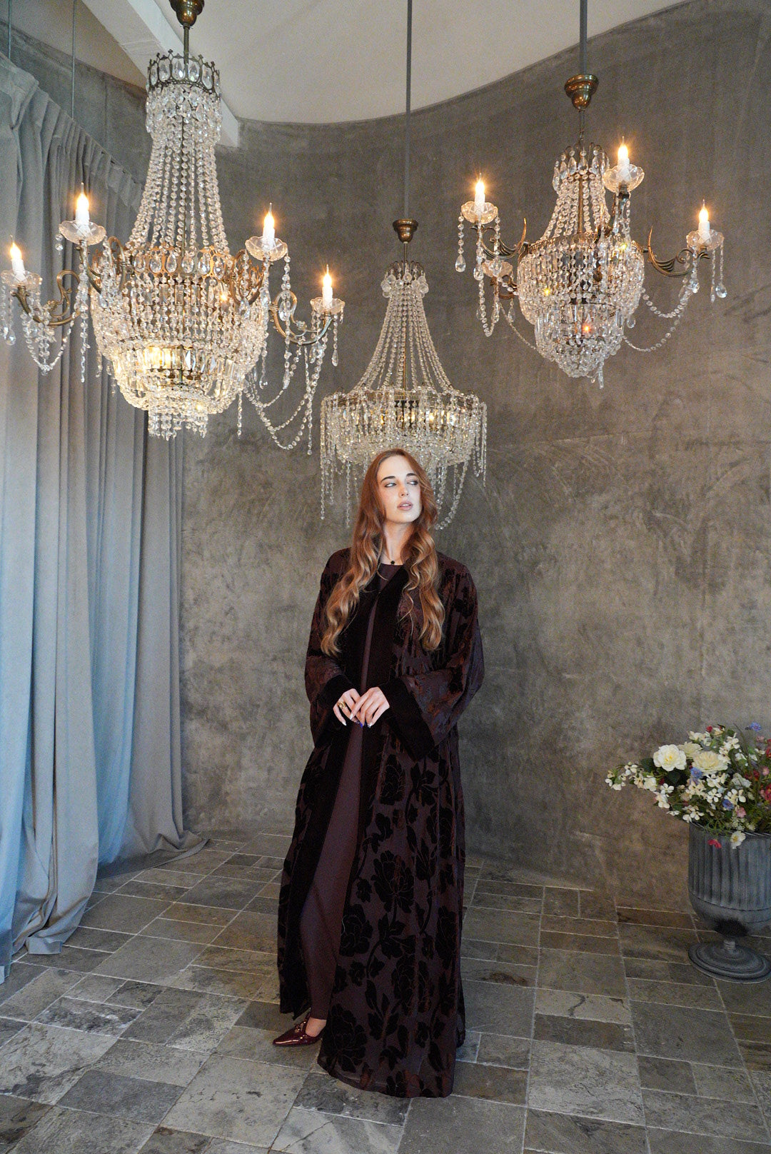 Rose Royal Burgundy Abaya