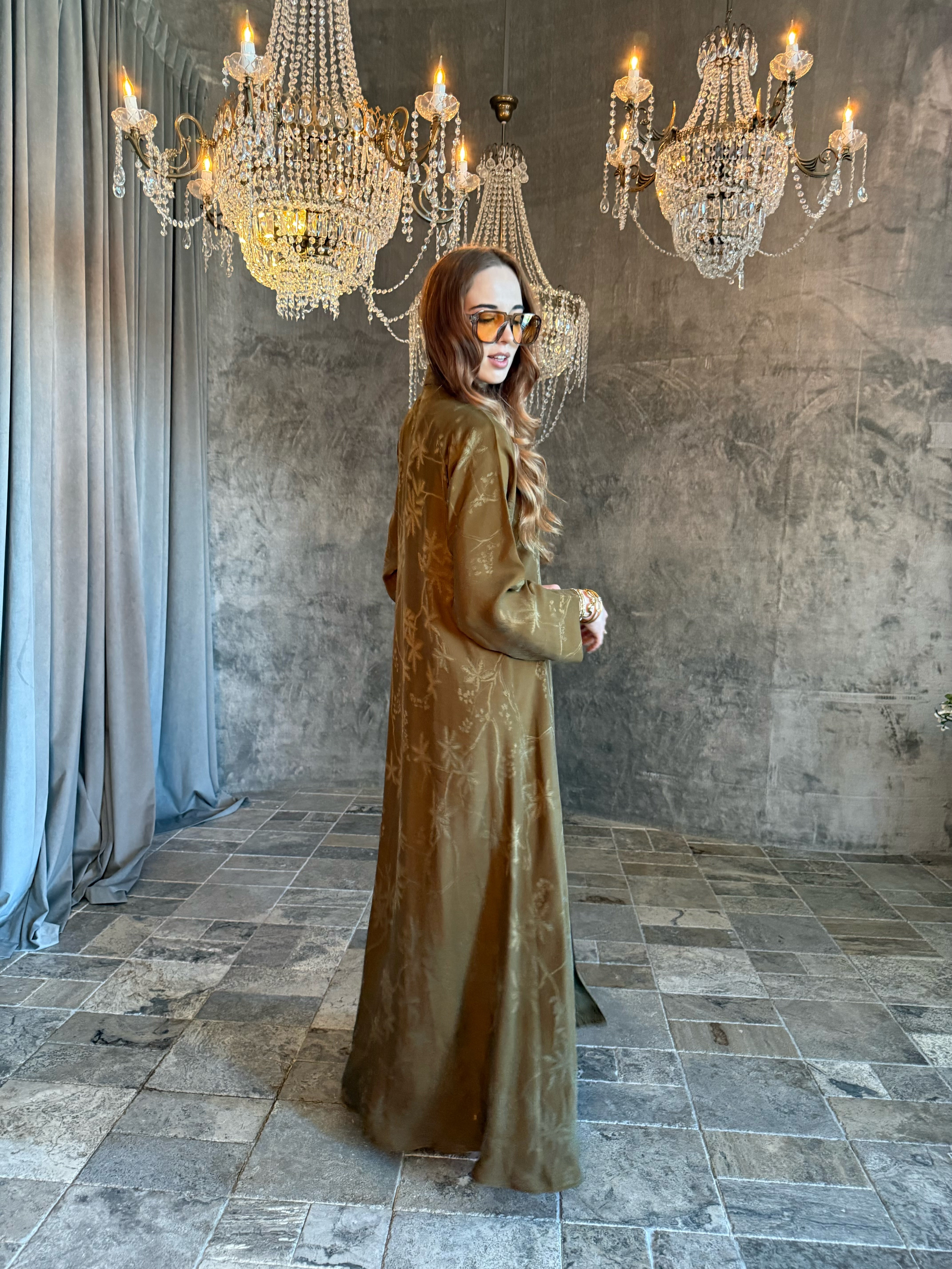 Mustard Élan Premium Turkish Draped Abaya