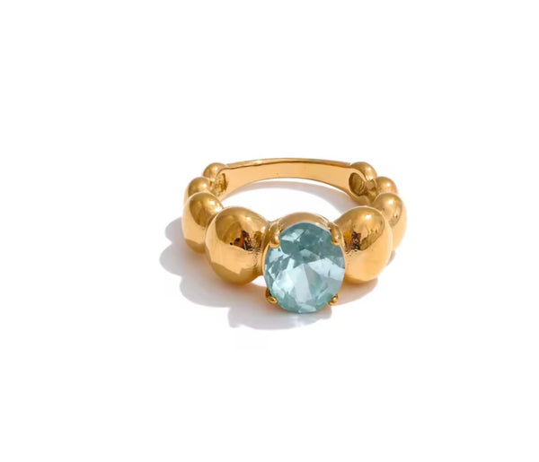 18k Gold Plated Blue Zircon Ring
