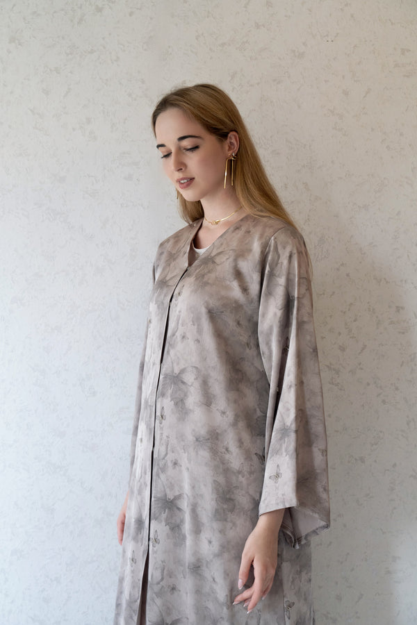 Luxury Silk Satin Butterfly Abaya