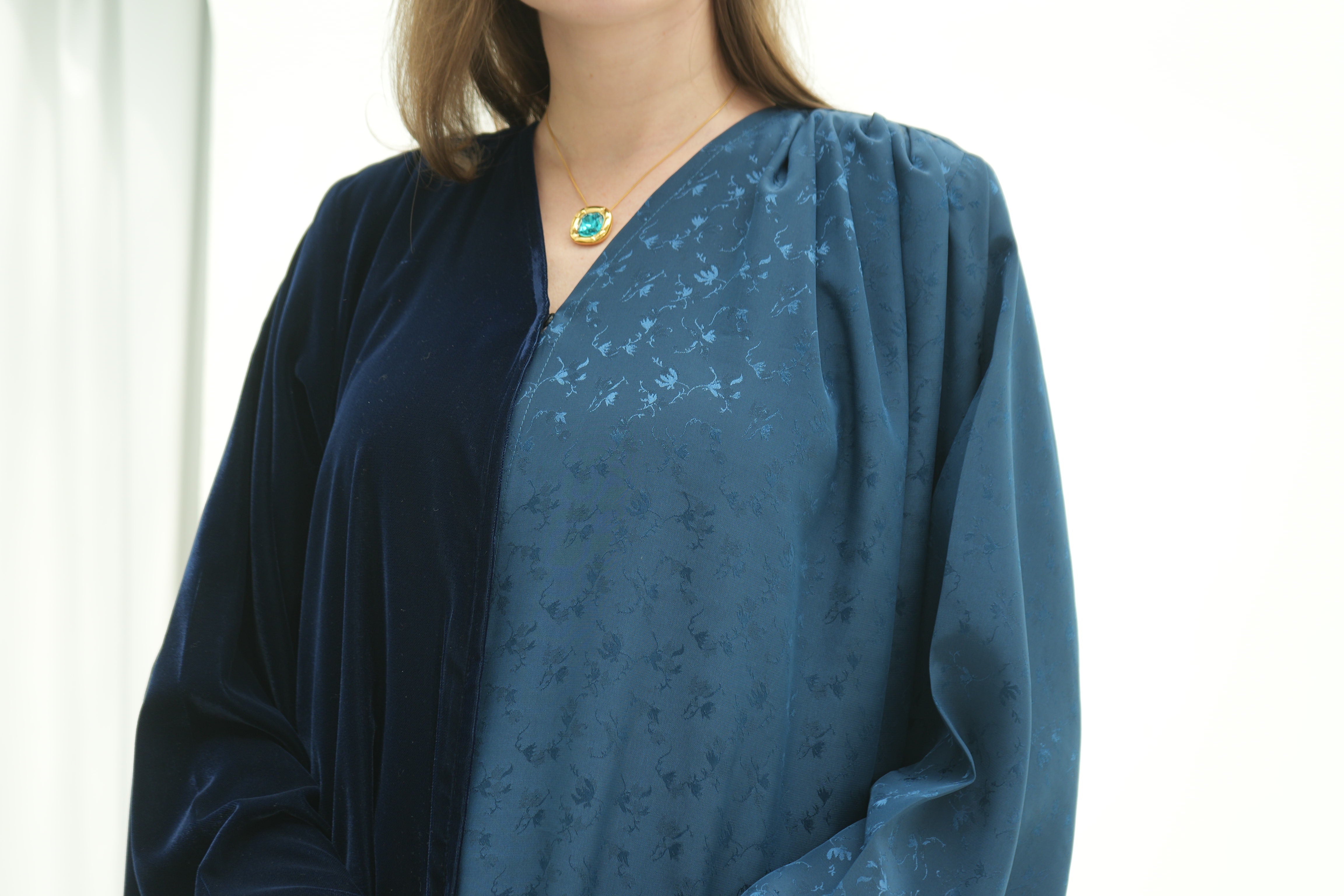 Majestic Velvet and silk crepe Abaya | 3 Pieces Set