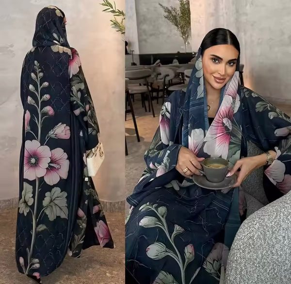 Blue Floral Abaya