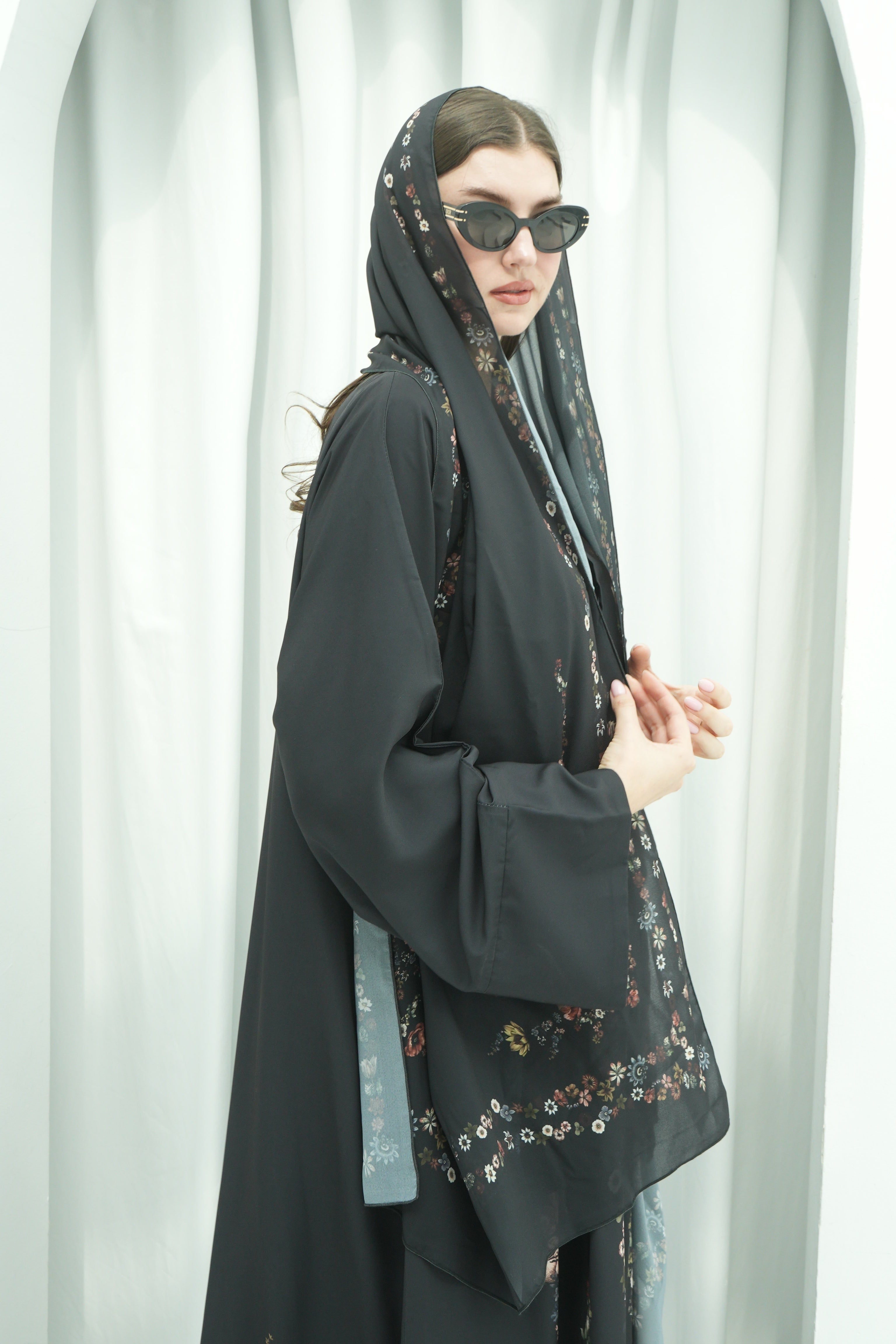 Midnight Bloom Abaya with Dress
