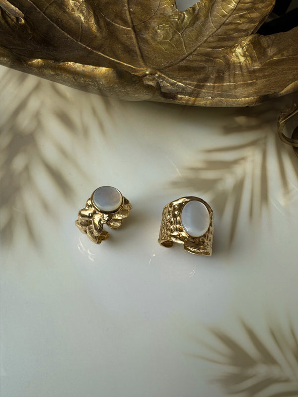 Moon Stone Rings - Set of two