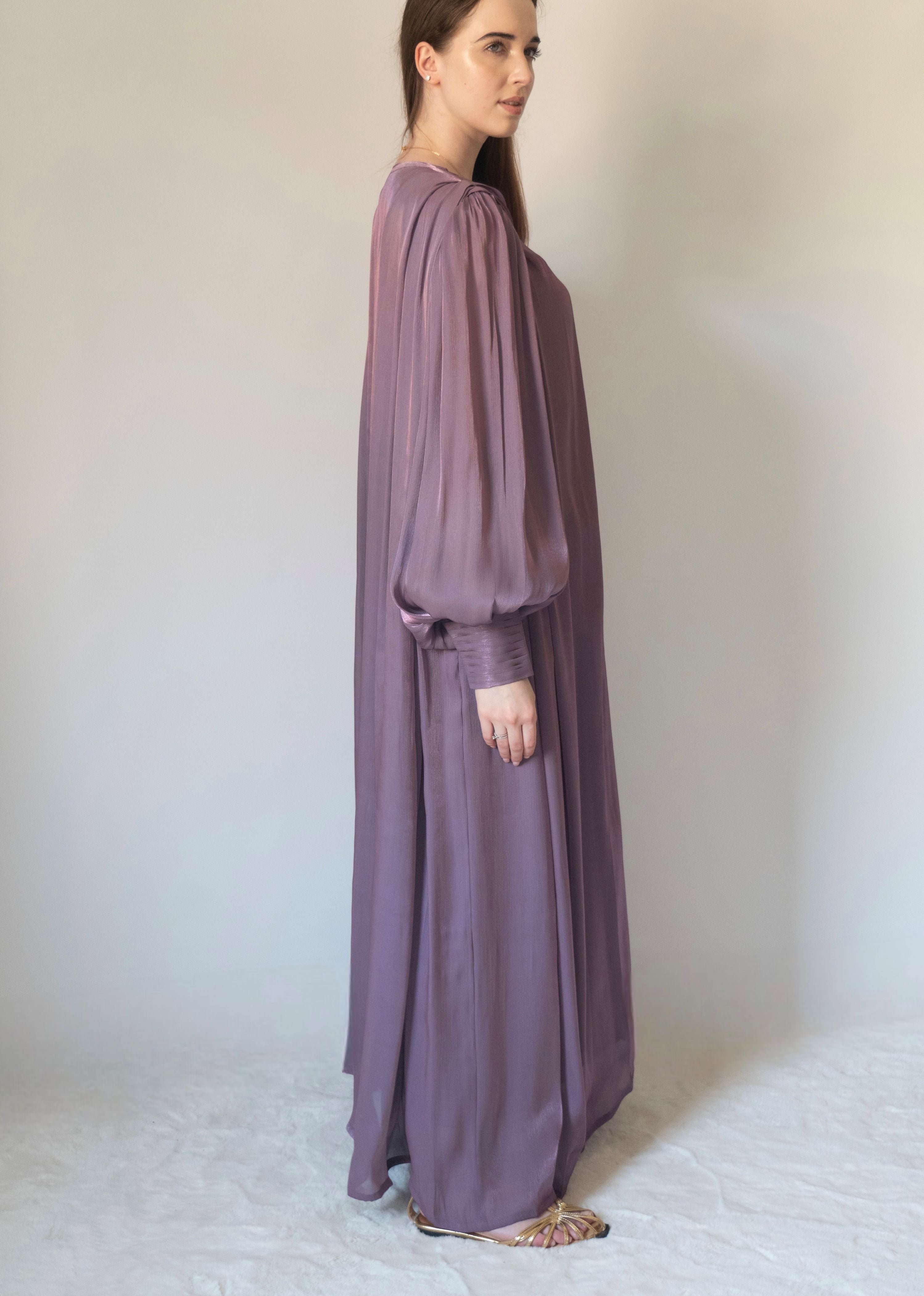 Purple Orchid Abaya  | 3 Pieces Set