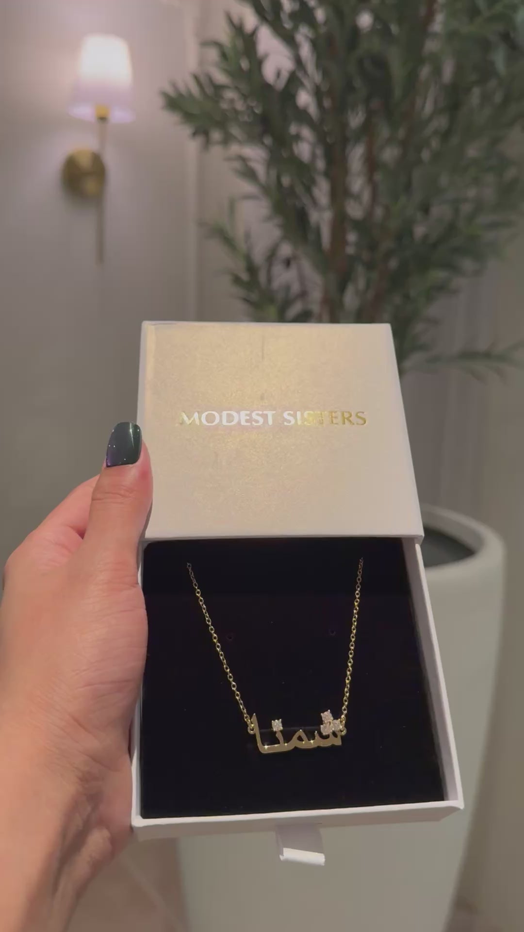 18k Gold Plated Luxurious Personalized Arabic Name Necklace with Sparkling Zircon stones - Pre-Order
