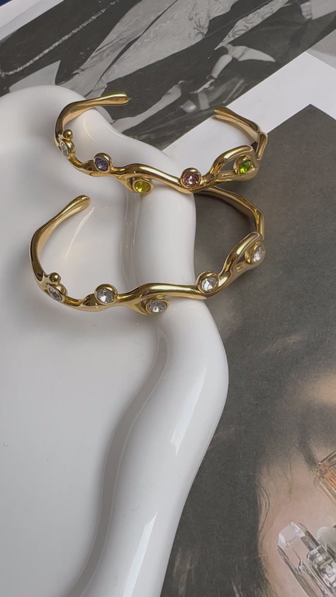 18K Gold Plated Rhinestone Bangle