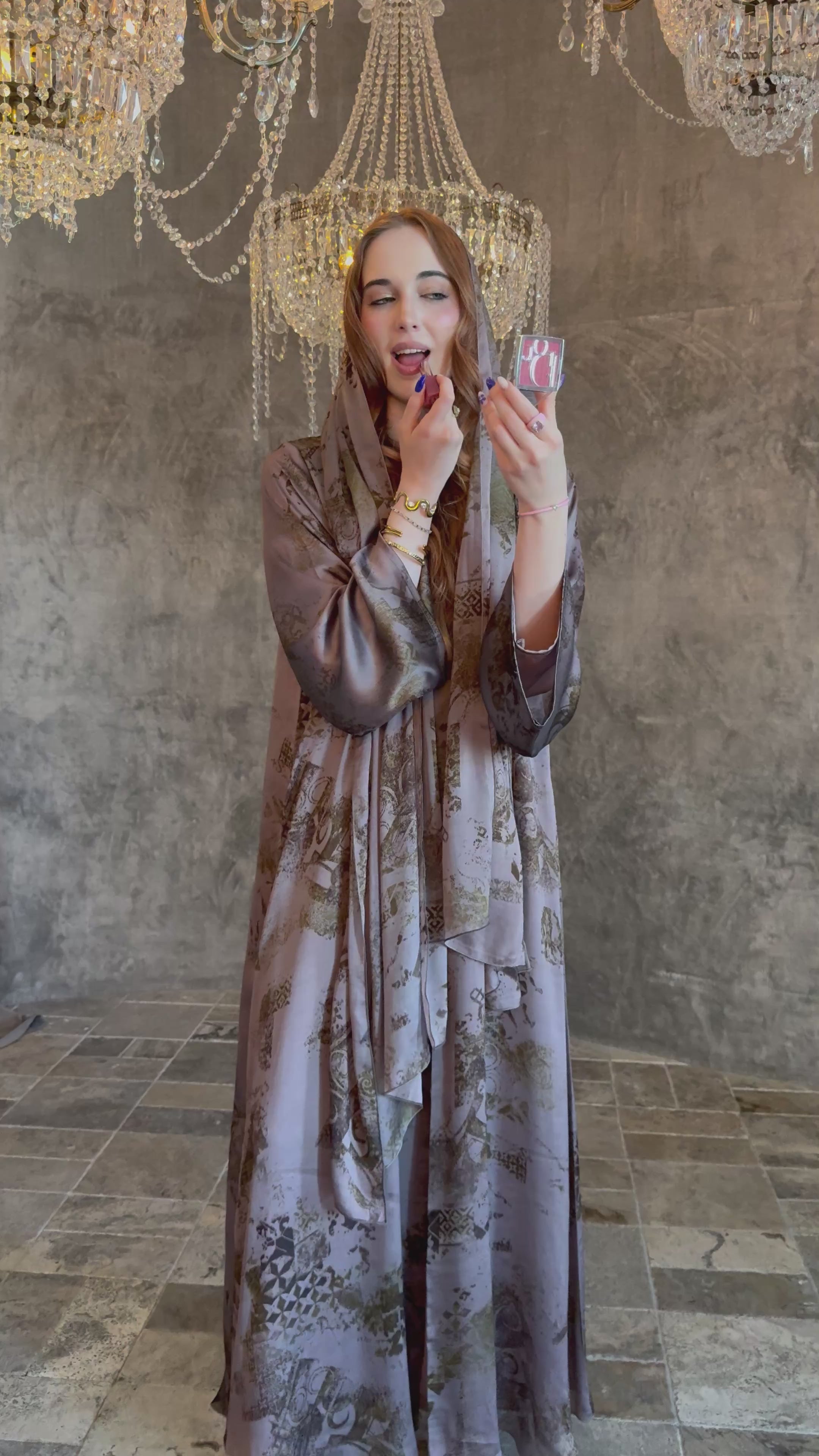 Celeste Printed Satin Abaya