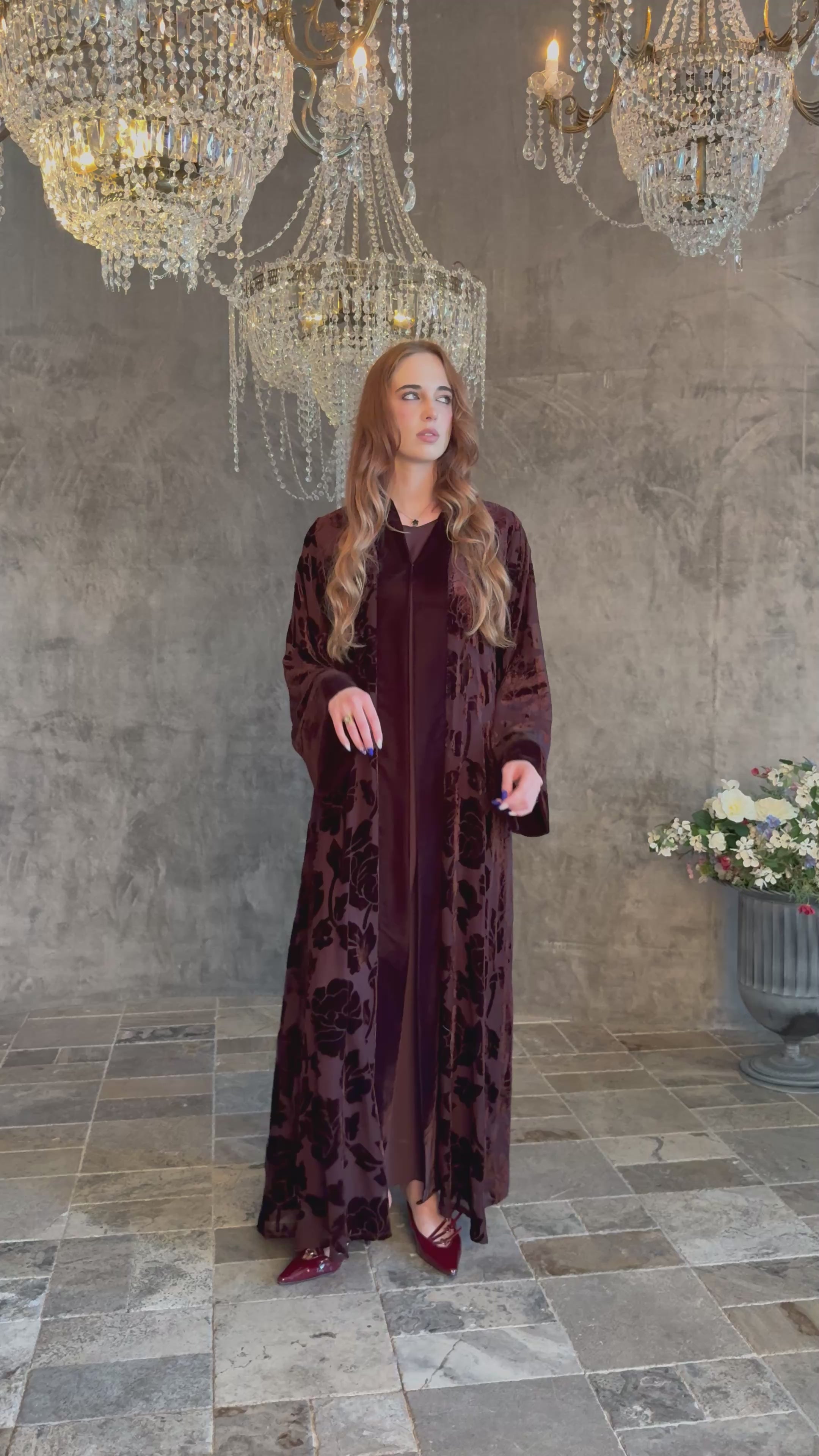 Rose Royal Burgundy Abaya